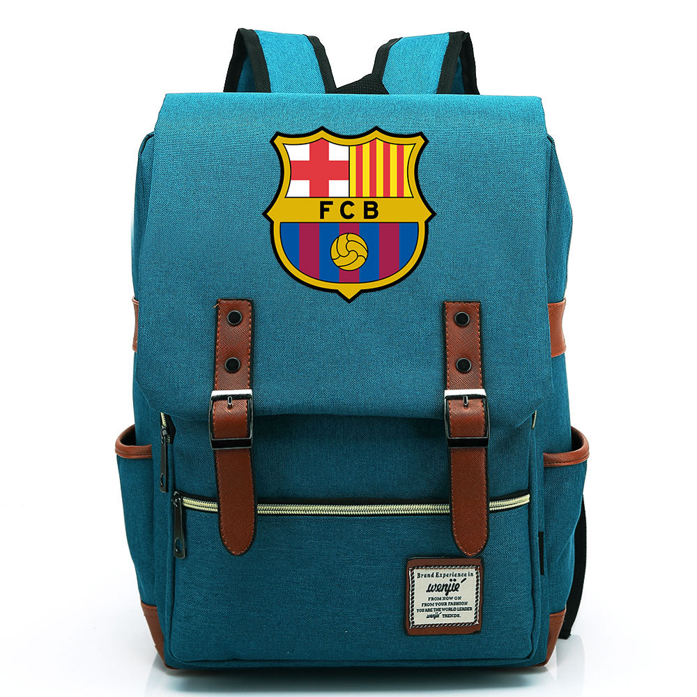 Barcelona Football Club Canvas Travel Backpack School Book Bag