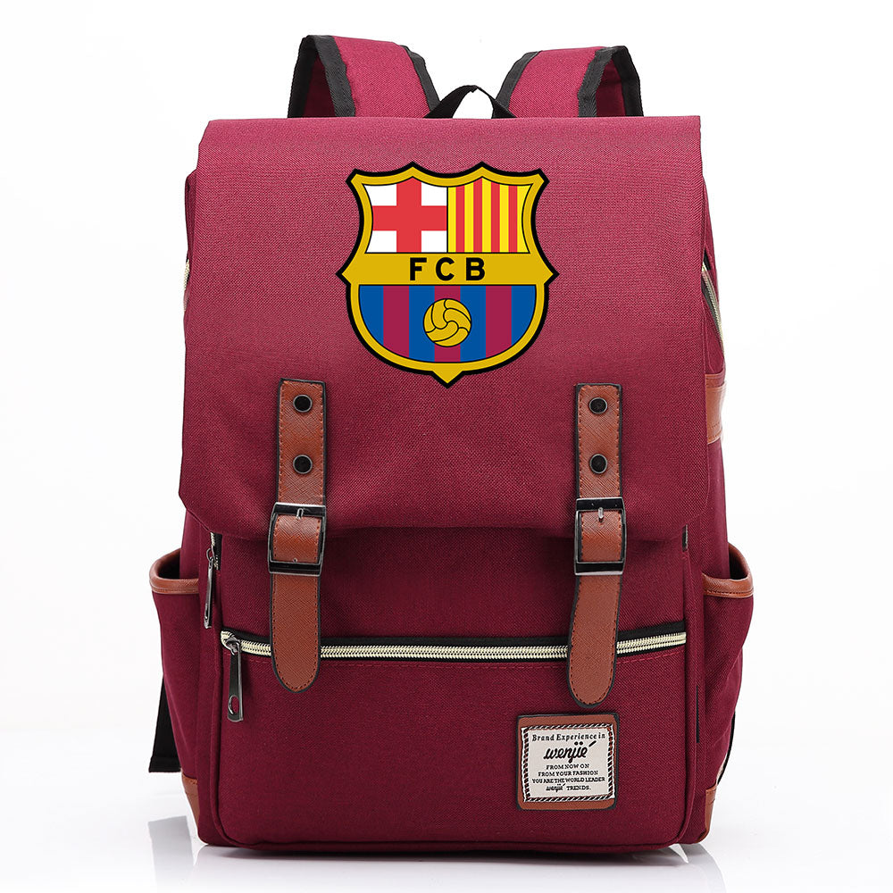 Barcelona Football Club Canvas Travel Backpack School Book Bag