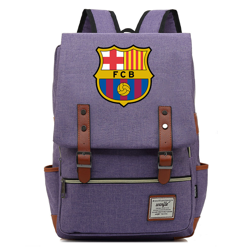 Barcelona Football Club Canvas Travel Backpack School Book Bag