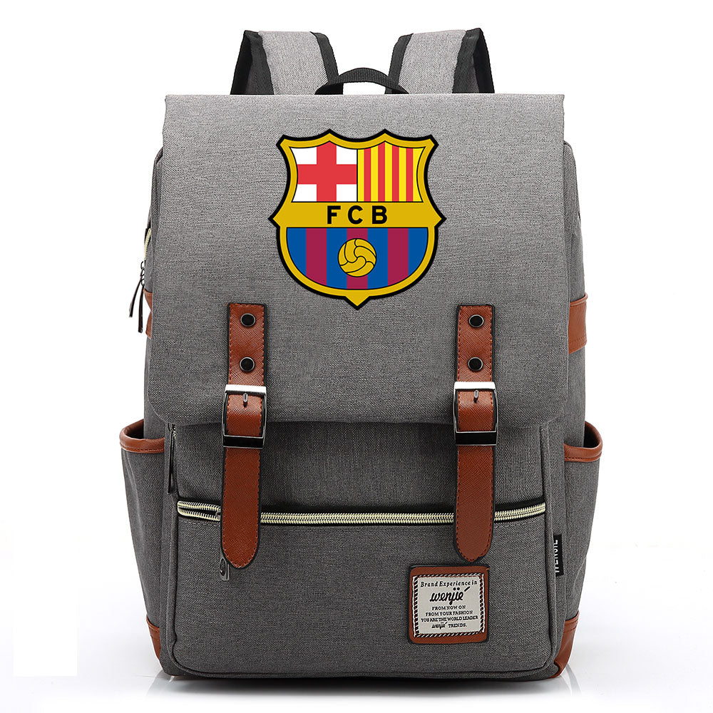 Barcelona Football Club Canvas Travel Backpack School Book Bag
