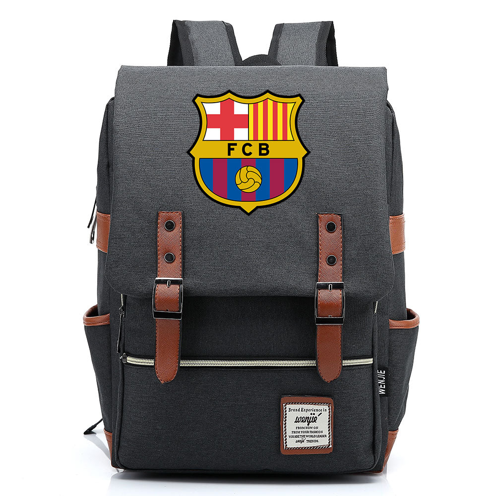 Barcelona Football Club Canvas Travel Backpack School Book Bag