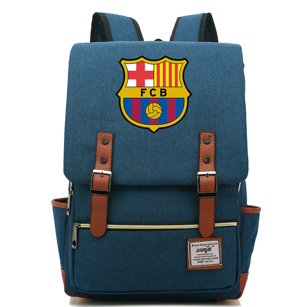 Barcelona Football Club Canvas Travel Backpack School Book Bag