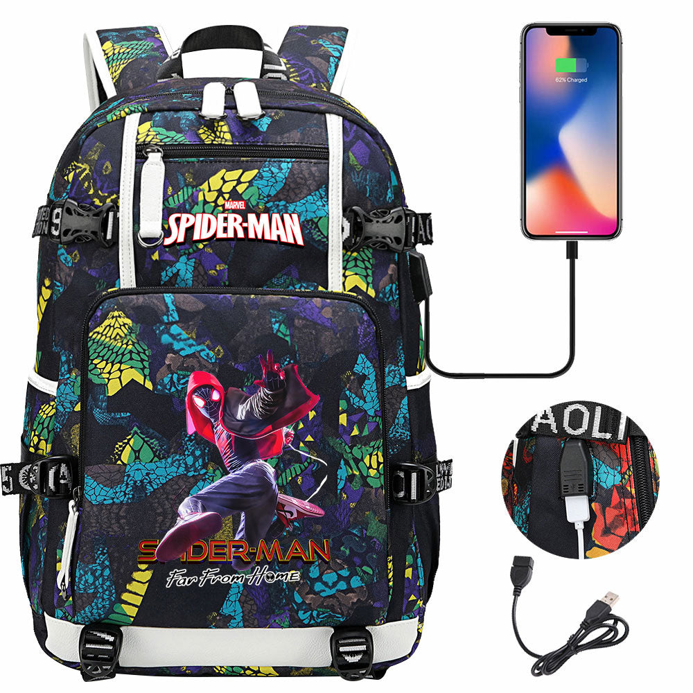 Spider Man Across the Spider Verse USB Charging Backpack School NoteBook Laptop Travel Bags