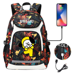 Kpop BTS Chimmy USB Charging Backpack School NoteBook Laptop Travel Bags