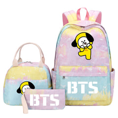 BTS Chimmy Pink Starry Sky SchoolBag Backpack Lunch Box Bag Book Pencil Bags 3pcs Set