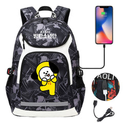Kpop BTS Chimmy USB Charging Backpack School NoteBook Laptop Travel Bags