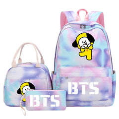 BTS Chimmy Pink Starry Sky SchoolBag Backpack Lunch Box Bag Book Pencil Bags 3pcs Set