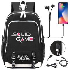 Squid Game USB Charging Backpack School Note Book Laptop Travel Bags