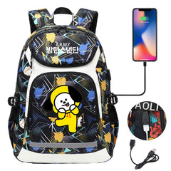 Kpop BTS Chimmy USB Charging Backpack School NoteBook Laptop Travel Bags