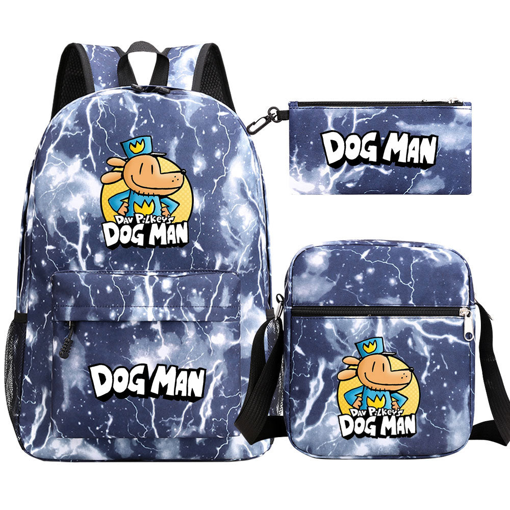 Dog Man School Bag Backpack Shoulder Bag Book Pencil Bags  3pcs Set