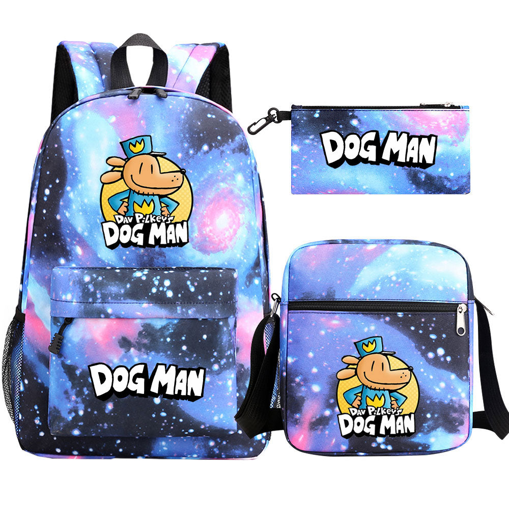 Dog Man School Bag Backpack Shoulder Bag Book Pencil Bags  3pcs Set