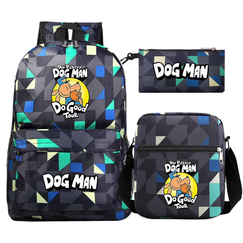 Dog Man School Bag Backpack Shoulder Bag Book Pencil Bags  3pcs Set