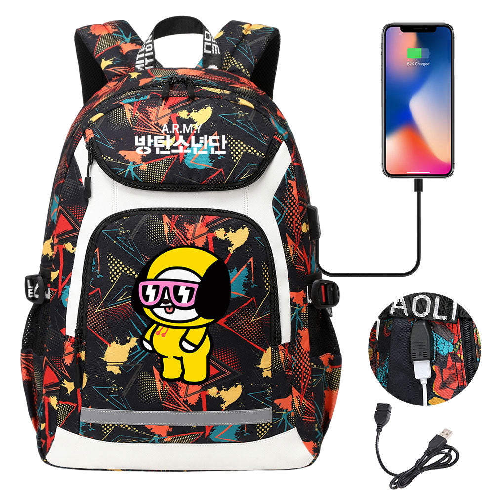 Kpop BTS Chimmy USB Charging Backpack School NoteBook Laptop Travel Bags