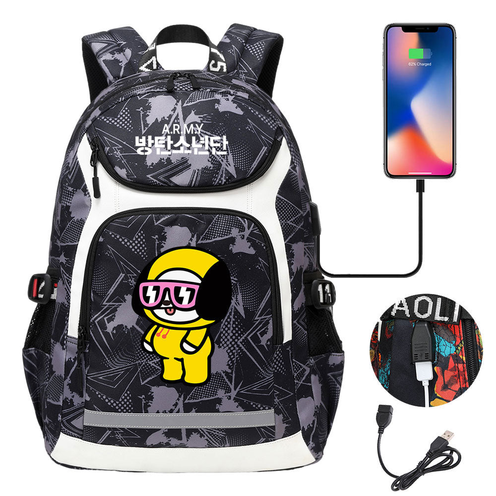 Kpop BTS Chimmy USB Charging Backpack School NoteBook Laptop Travel Bags