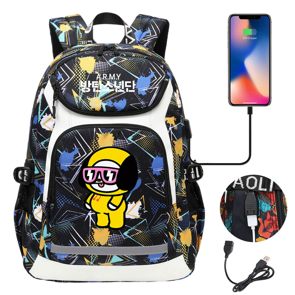 Kpop BTS Chimmy USB Charging Backpack School NoteBook Laptop Travel Bags