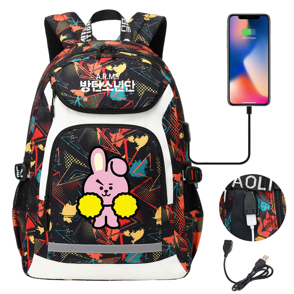 Kpop BTS Cooky USB Charging Backpack School NoteBook Laptop Travel Bags