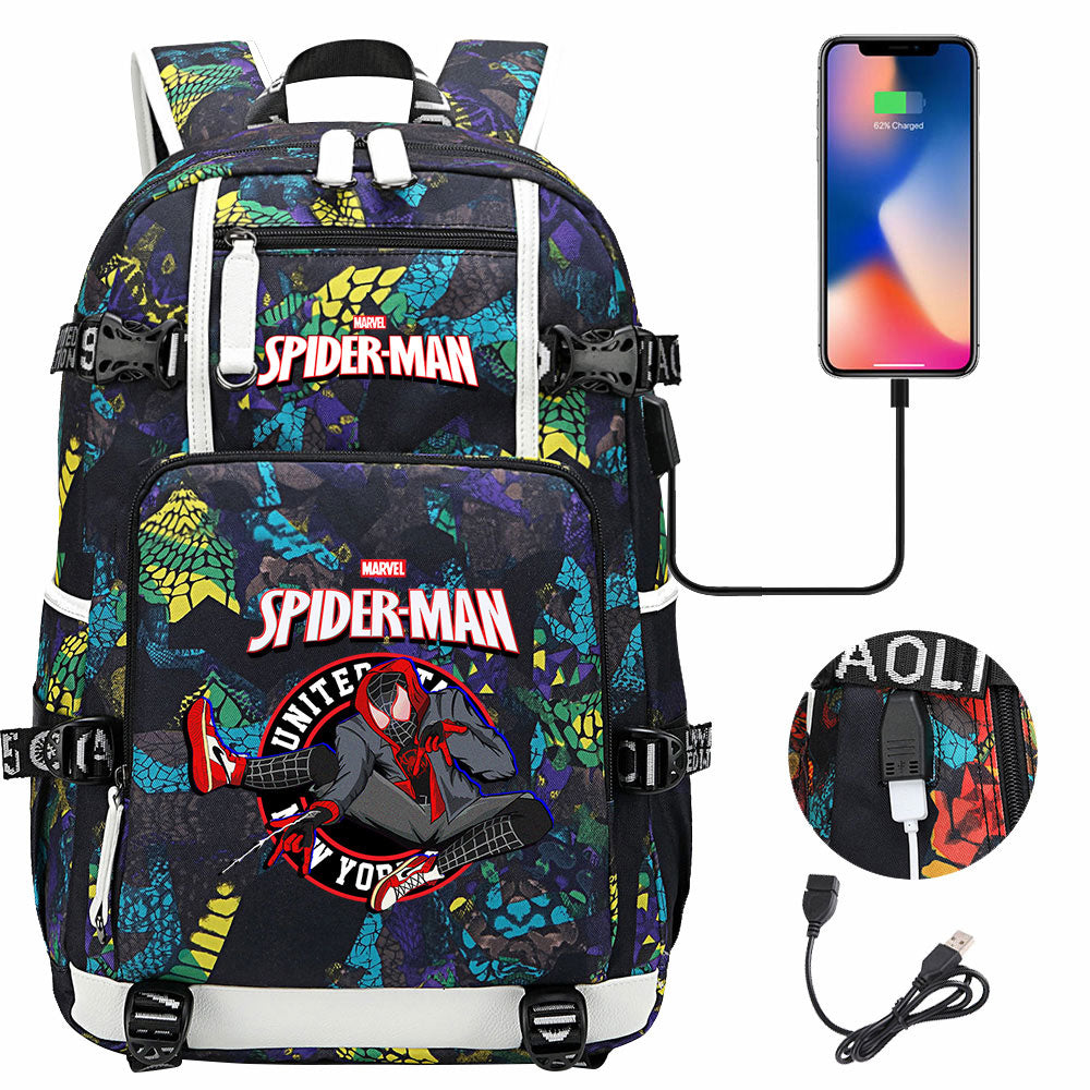 Spider Man Across the Spider Verse USB Charging Backpack School NoteBook Laptop Travel Bags