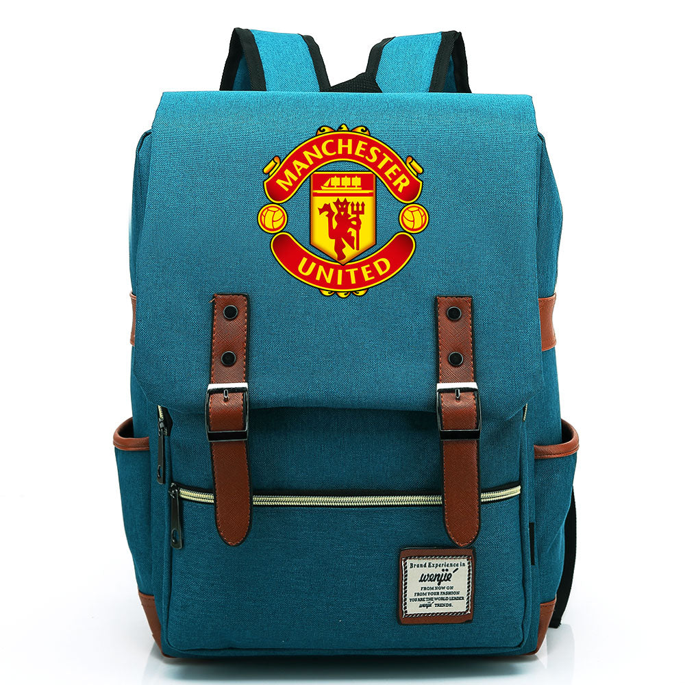 Manchester United Football Club Canvas Travel Backpack School Book Bag