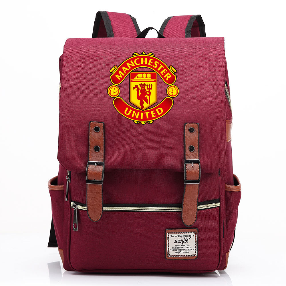 Manchester United Football Club Canvas Travel Backpack School Book Bag
