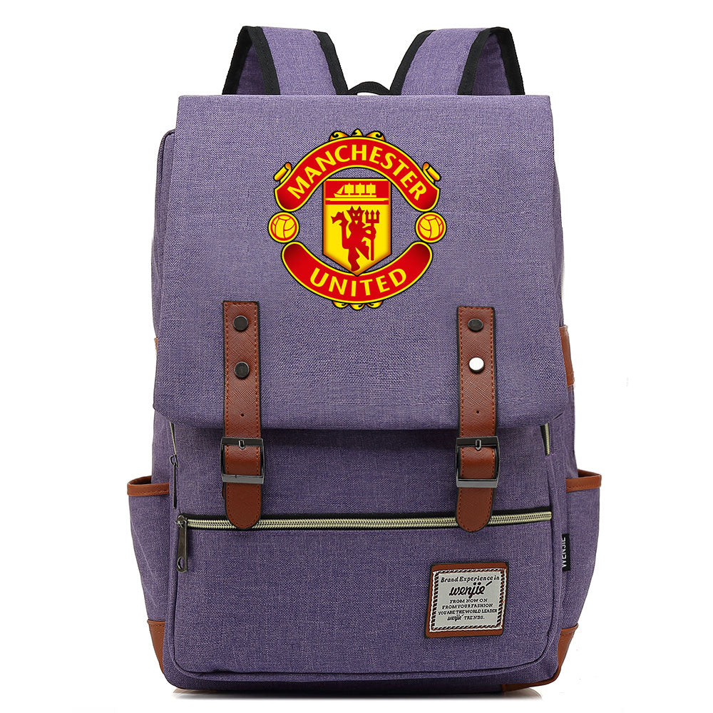 Manchester United Football Club Canvas Travel Backpack School Book Bag