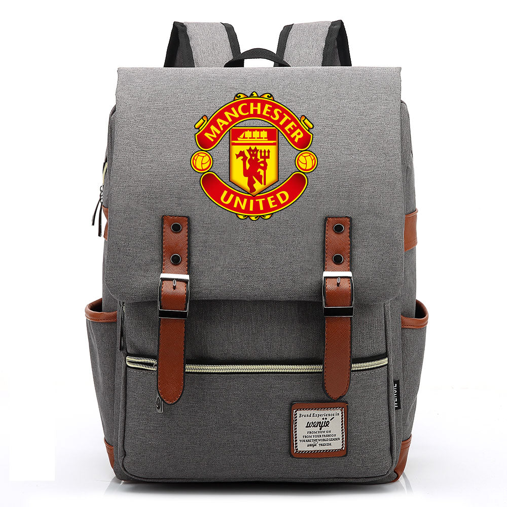 Manchester United Football Club Canvas Travel Backpack School Book Bag