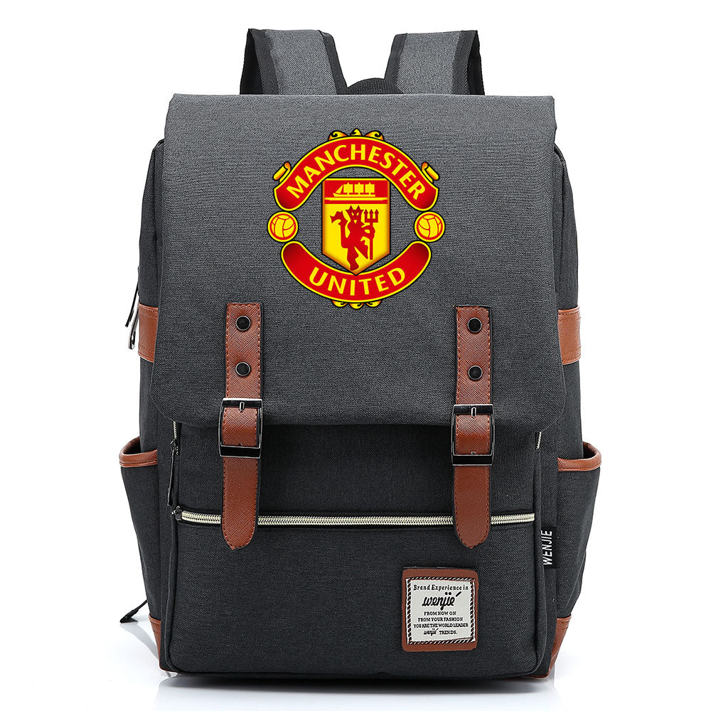 Manchester United Football Club Canvas Travel Backpack School Book Bag