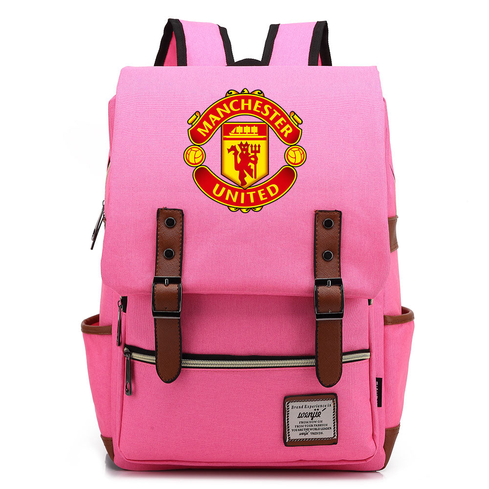 Manchester United Football Club Canvas Travel Backpack School Book Bag