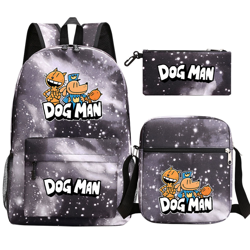 Dog Man School Bag Backpack Shoulder Bag Book Pencil Bags  3pcs Set