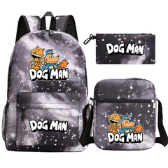 Dog Man School Bag Backpack Shoulder Bag Book Pencil Bags  3pcs Set