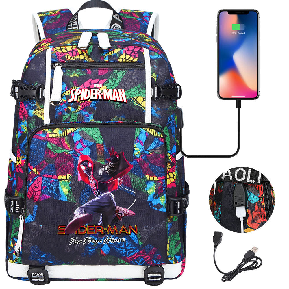 Spider Man Across the Spider Verse USB Charging Backpack School NoteBook Laptop Travel Bags