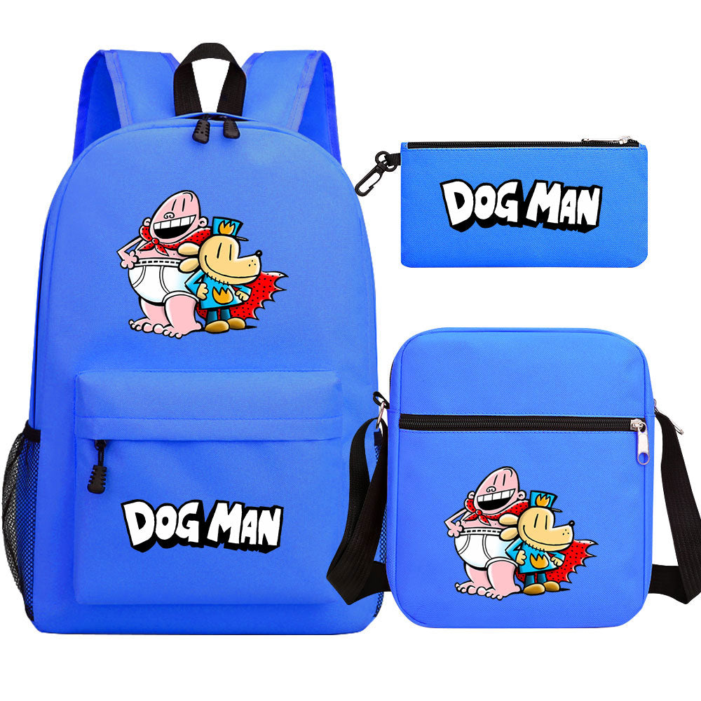 Dog Man School Bag Backpack Shoulder Bag Book Pencil Bags  3pcs Set