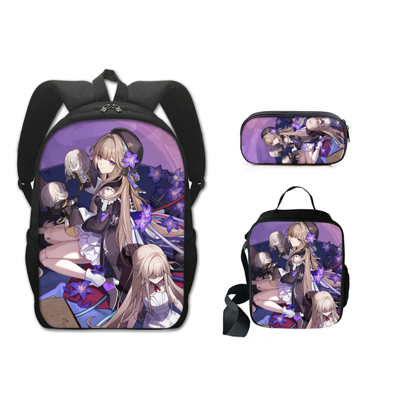 Honkai Impact 3 Schoolbag Backpack Lunch Bag Pencil Case 3pcs Set Gift for Kids Students