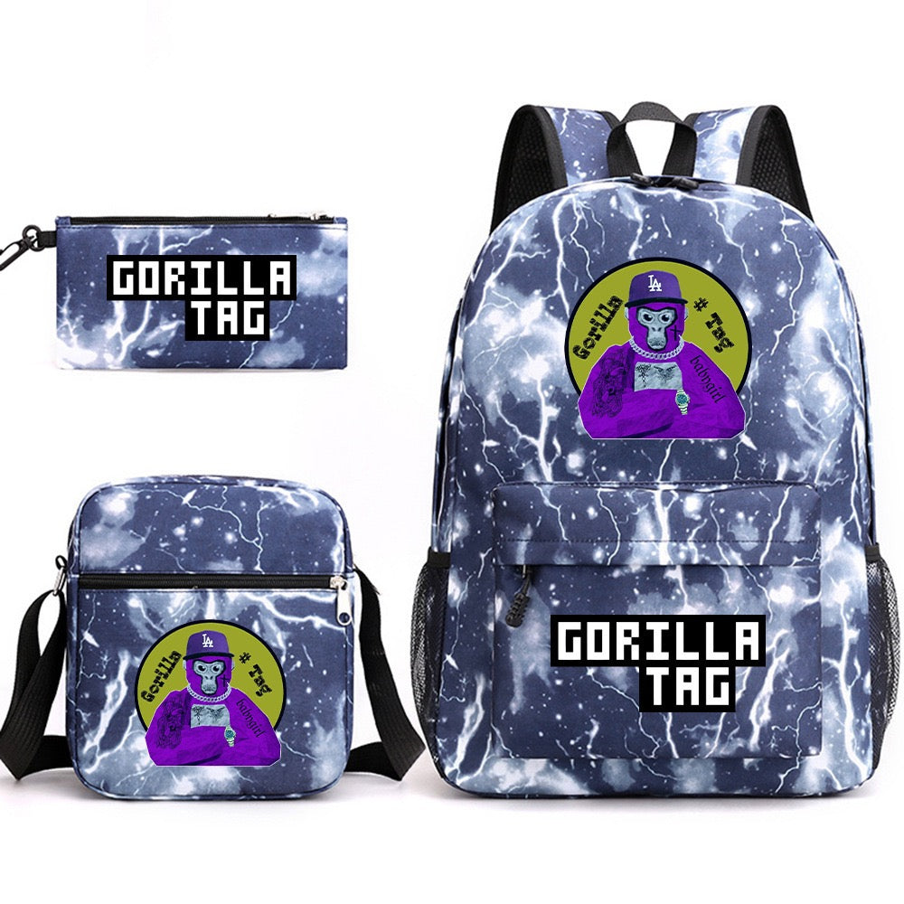 Gorilla Tag SchoolBag Backpack Shoulder Bag Book Pencil Bags 3pcs Set
