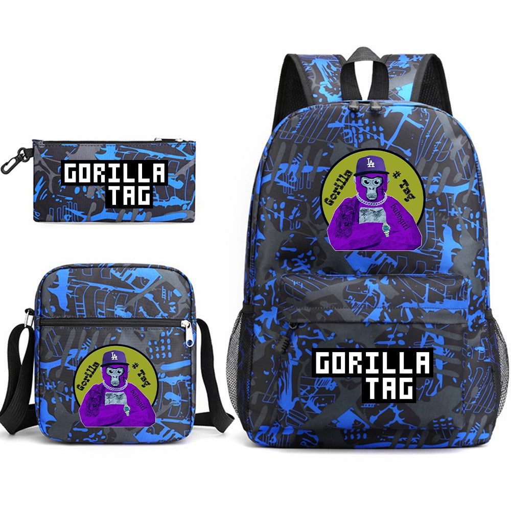 Gorilla Tag SchoolBag Backpack Shoulder Bag Book Pencil Bags 3pcs Set