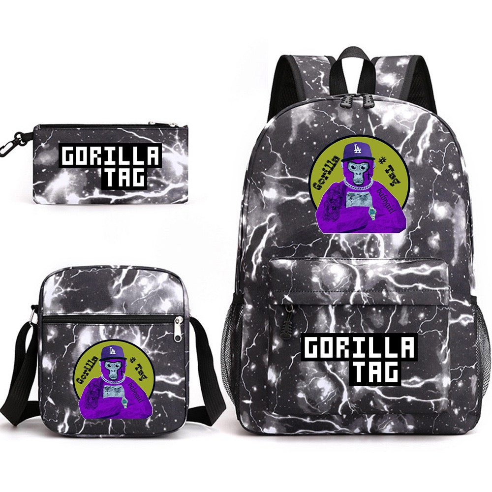Gorilla Tag SchoolBag Backpack Shoulder Bag Book Pencil Bags 3pcs Set