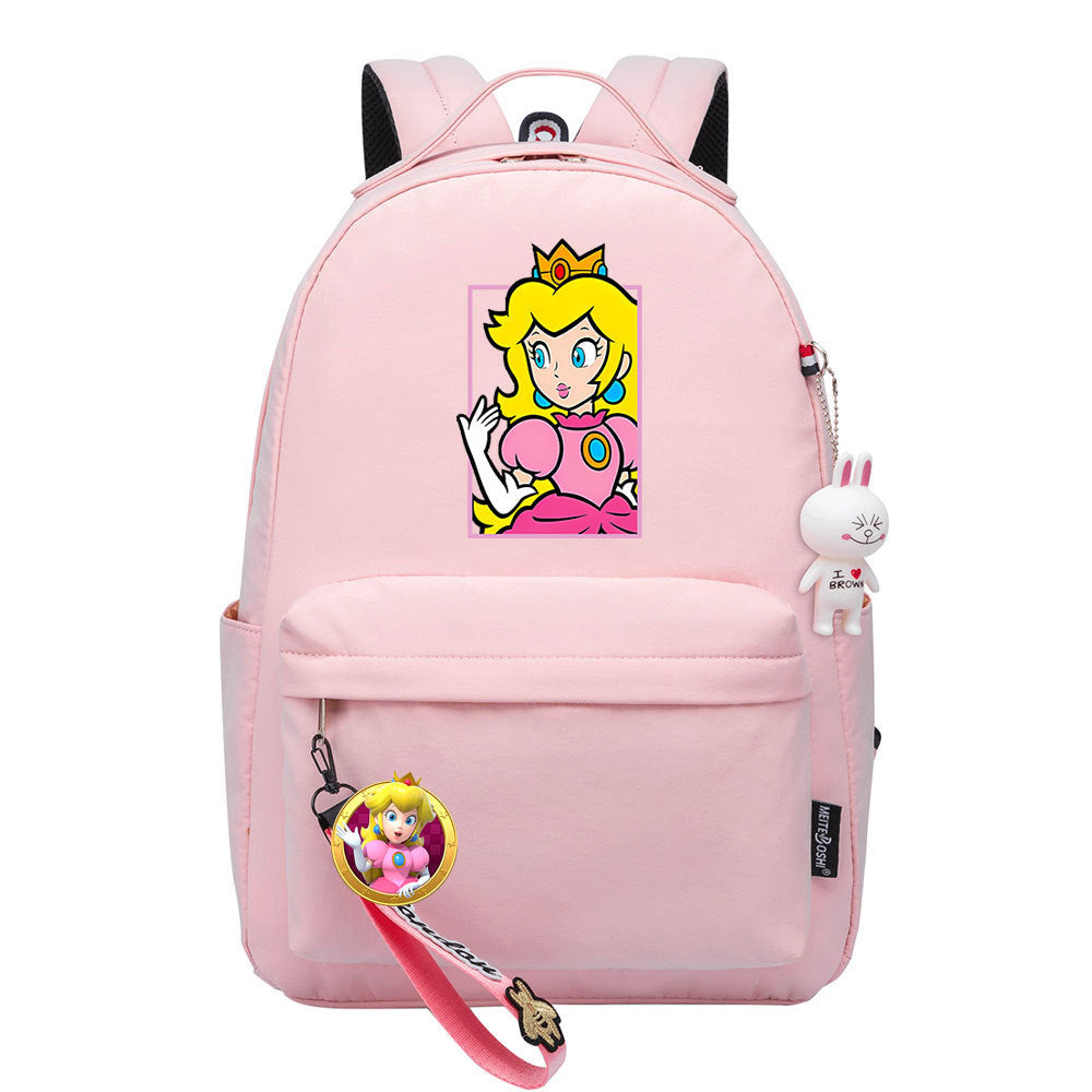Mario Princess Peach Backpack Shoolbag Notebook Bag Gifts for Kids Students