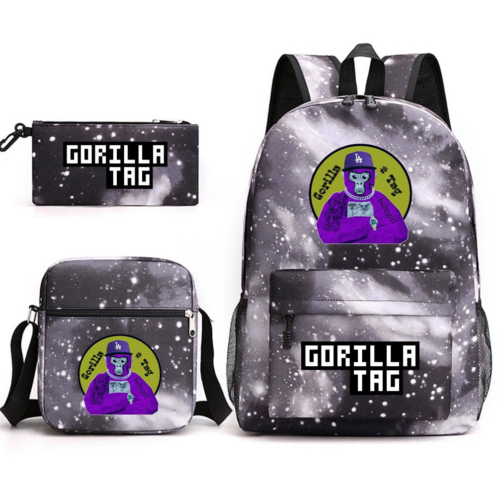 Gorilla Tag SchoolBag Backpack Shoulder Bag Book Pencil Bags 3pcs Set
