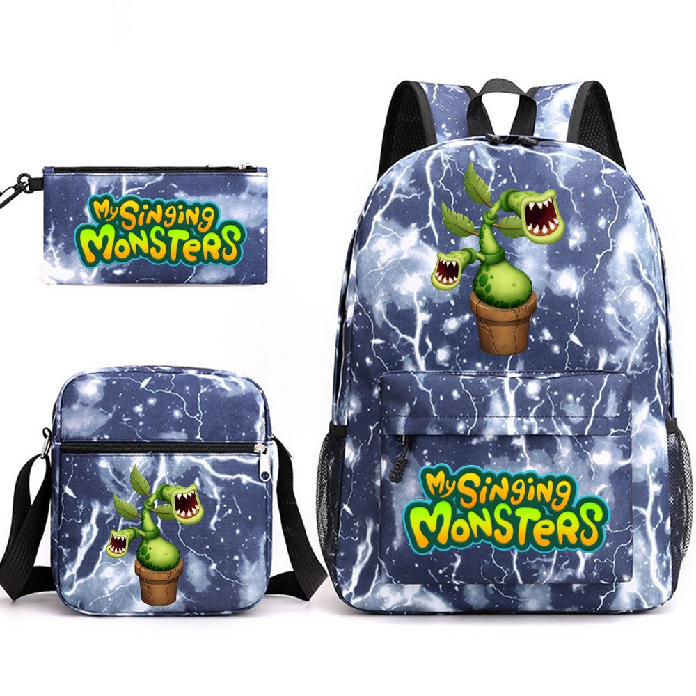 My Singing Monster SchoolBag Backpack Shoulder Bag Book Pencil Bags 3pcs Set