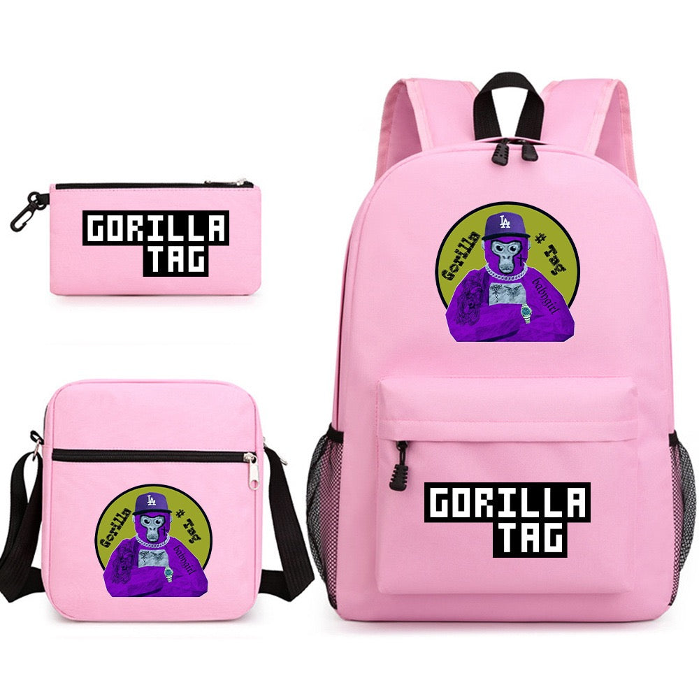 Gorilla Tag SchoolBag Backpack Shoulder Bag Book Pencil Bags 3pcs Set