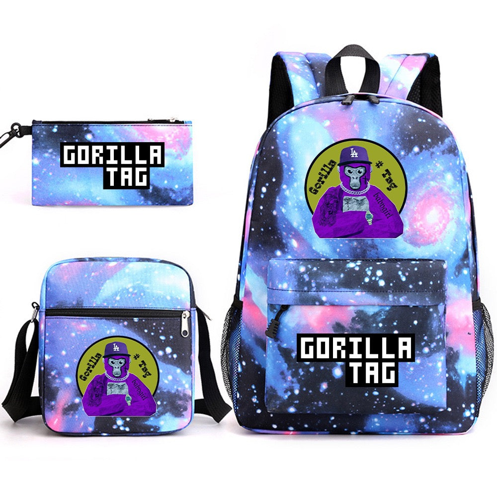 Gorilla Tag SchoolBag Backpack Shoulder Bag Book Pencil Bags 3pcs Set