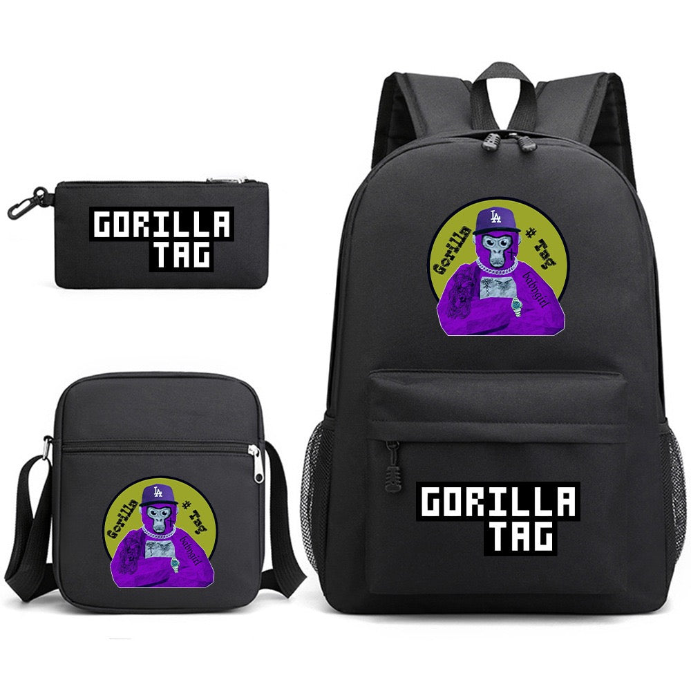 Gorilla Tag SchoolBag Backpack Shoulder Bag Book Pencil Bags 3pcs Set