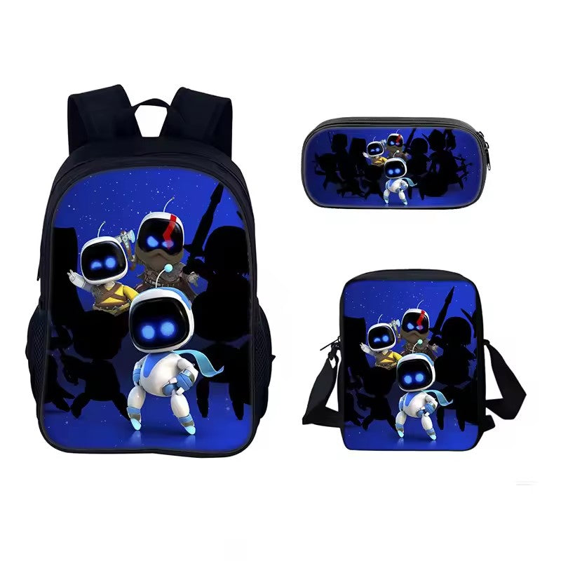 Astro Bot Schoolbag Backpack Lunch Bag Pencil Case 3pcs Set Gift for Kids Students