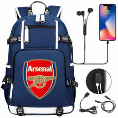Arsenal Football Club USB Charging Backpack School NoteBook Laptop Travel Bags