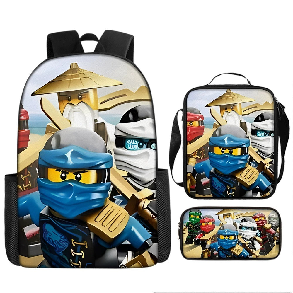 Ninjago Schoolbag Backpack Lunch Bag Pencil Case 3pcs Set Gift for Kids Students