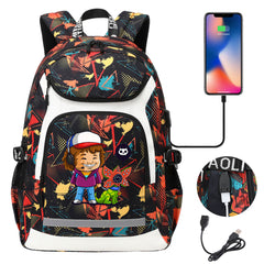 Strangers Things Dustin Henderson USB Charging Backpack School NoteBook Laptop Travel Bags