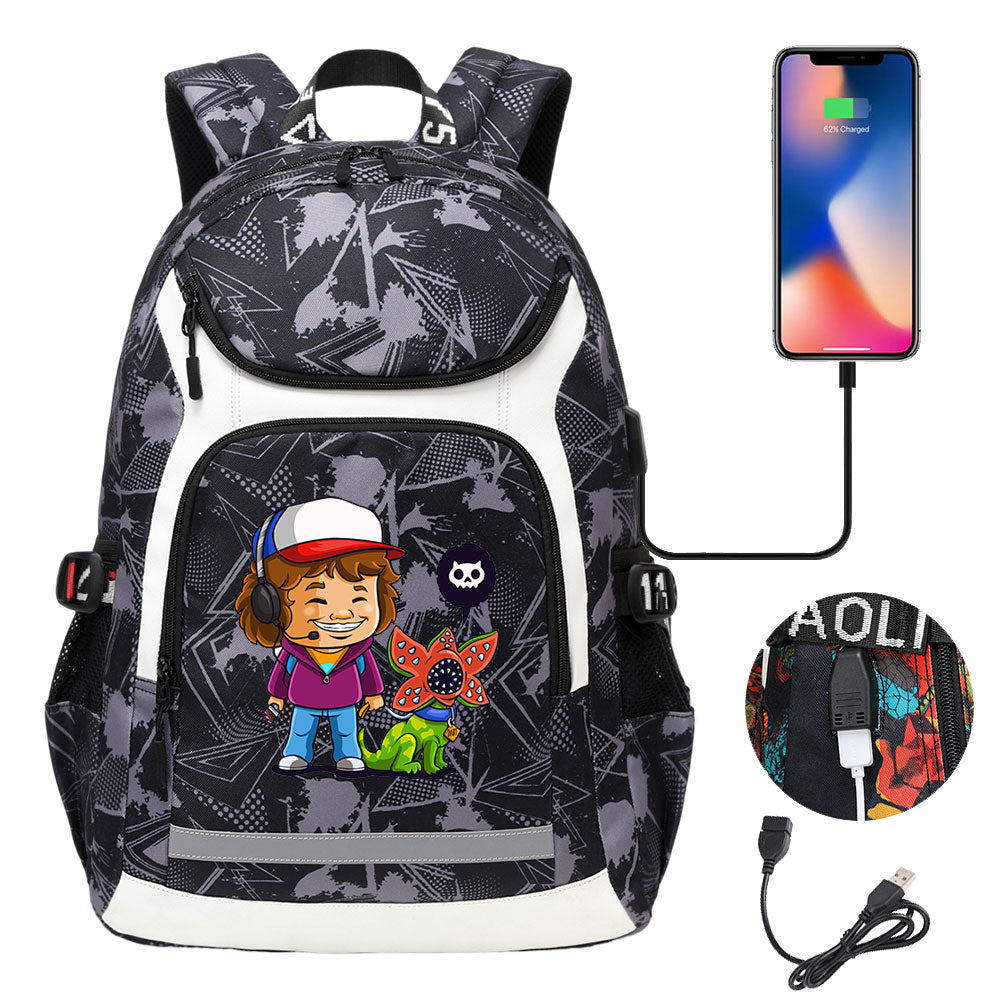 Strangers Things Dustin Henderson USB Charging Backpack School NoteBook Laptop Travel Bags