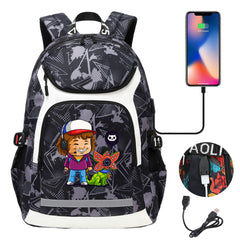 Strangers Things Dustin Henderson USB Charging Backpack School NoteBook Laptop Travel Bags