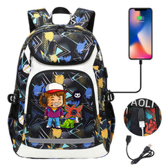 Strangers Things Dustin Henderson USB Charging Backpack School NoteBook Laptop Travel Bags