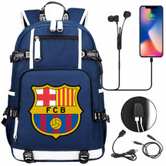 Barcelona Football Club  USB Charging Backpack School NoteBook Laptop Travel Bags