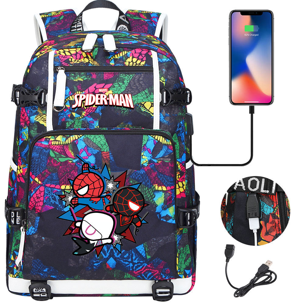 Spider Man Across the Spider Verse USB Charging Backpack School NoteBook Laptop Travel Bags